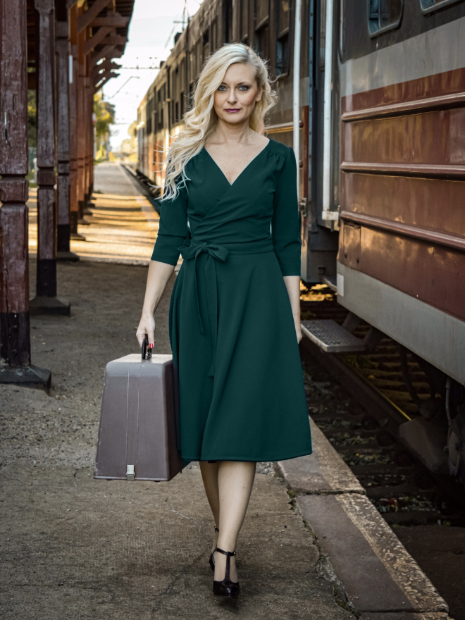 Sukienka kopertowa zielona