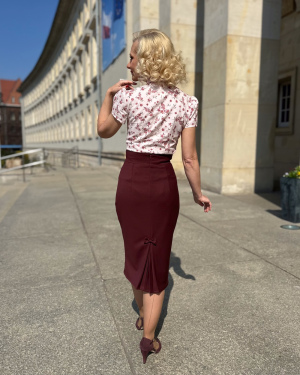 Spódnica ołówkowa z wysokim stanem - Bonnie (bordowa)